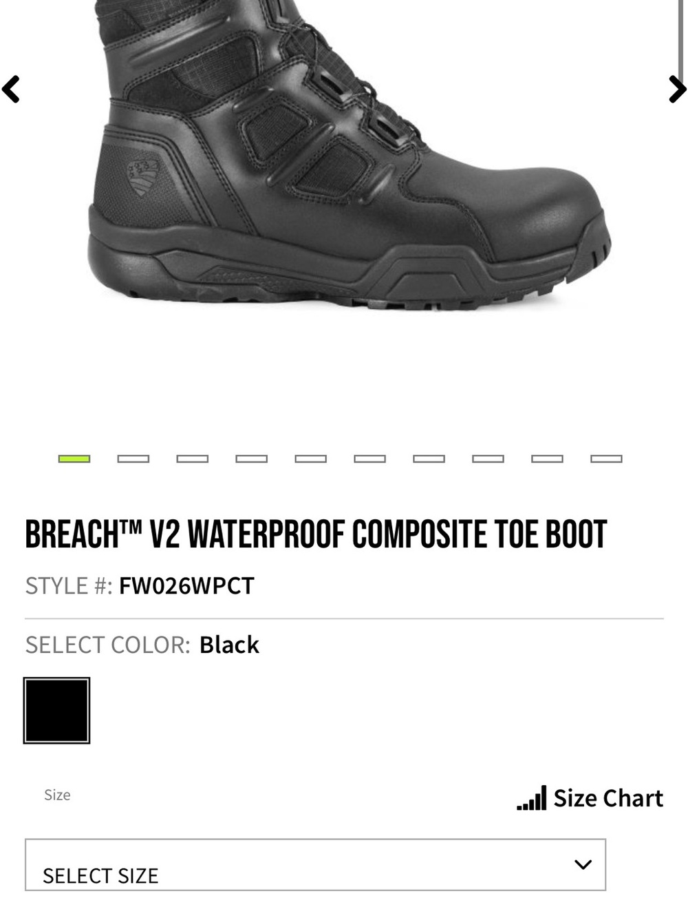 Blauer Breach V2 Waterproof Composite Toe Boot - Black size 12